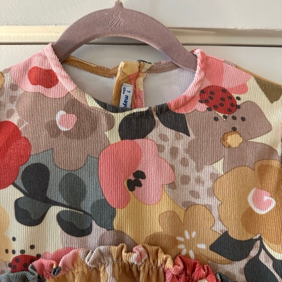 Mayoral Girls' Floral Long Sleeve Dress - Yellow, Pink, and Red - Picture 5 of 6